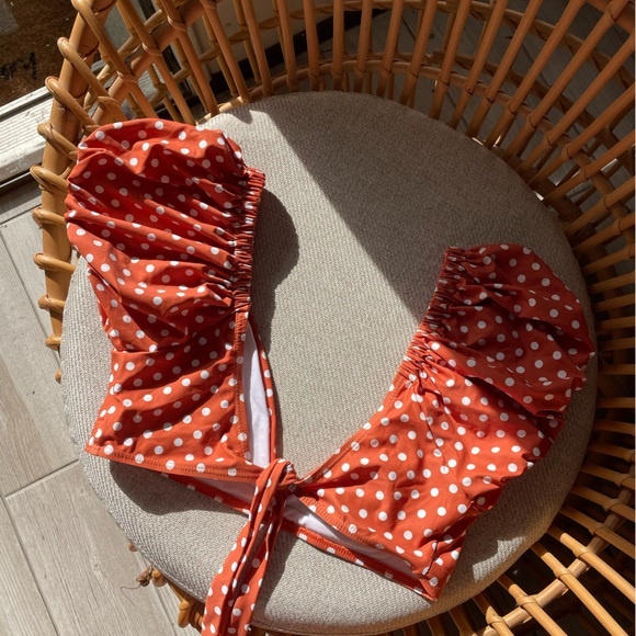 Orange & White Polka Dot Bathing Suite - Picture 4 of 7